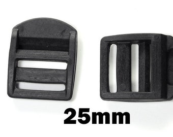 Belt adjuster 25 mm plastic slider buckle loop black for dog leash strap strap bag backpack