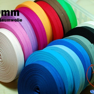 Schrägband 20mm Baumwolle gefalzt Paspelband Meterware Kurzwaren schwarz weiss rot blau grün rosa bias tape cotton bias binding sewing sew Bild 1