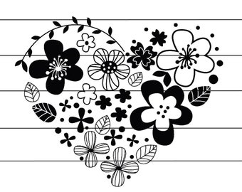 Plotter file heart, plotter file flowers, Mother's Day, Wedding, Easter, Birth, Baby, Spring, plotter ideas, SVG heart, DXF file DIY Handmade