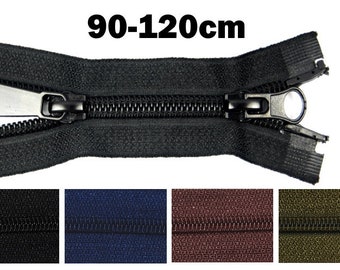 Two-way zipper divisible 90 cm 100 cm 110 cm 120 cm black dark brown dark blue khaki nylon 7 mm