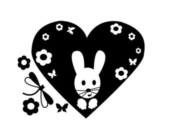 Plotter File Easter Spring Heart Bunny Flowers SVG DXF instant download Handmade plotting craft decorate gift Spring Decoration Gift