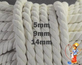 Kordel Baumwolle 5mm 8mm 14mm Makramee Kordel Garn für Jacken, Hoodies, Taschen DIY Makramee Handmade Kurzwaren Meterware Garn Cord cotton