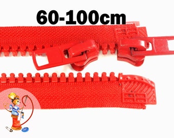 Zipper divisible red 60 cm 65 cm 70 cm 75 cm 80 cm 85 cm 90 cm 100 cm plastic tooth extra coarse 10 mm jacket zipper zipper