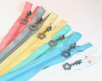 Zipper 40 cm divisible flower pink pink pink red yellow green black white jackets zipper zipper