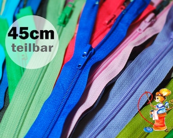 Zipper separable 45 cm nylon 5 mm N5 25 colors black blue green pink jacket zipper zipper slider handmade