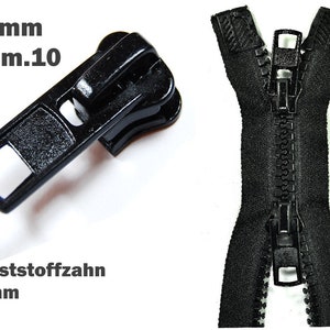 Ersatz Zipper Schieber 10mm N10 Reißverschluss Ersatzteile Kunststoffzahn schwarz metal Umtausch Reparatur Jacke Mantel Tasche Koffer Bild 1