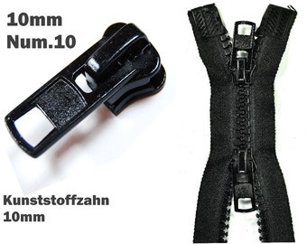 Ersatz Zipper Schieber 10mm N10 Reißverschluss Ersatzteile Kunststoffzahn schwarz metal Umtausch Reparatur Jacke Mantel Tasche Koffer