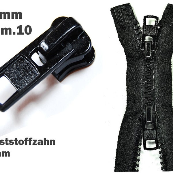 Ersatz Zipper Schieber 10mm N10 Reißverschluss Ersatzteile Kunststoffzahn schwarz metal Umtausch Reparatur Jacke Mantel Tasche Koffer