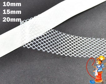 Strijkband bevestigingsband bevestigingsnetten zoomband breedte 10, 15, 20 mm witte lijm verkocht per meter fournituren naaien accessoires lint koord bies naaien handgemaakt