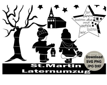 Plotter file for autumn, St. Martin's Day parade, lantern parade - instant download in DXF, PNG, SVG, JPG format. Plotter file for sayings, lettering, star, house, Christmas.