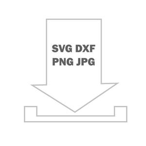 Puede incluir: Un contorno gris de un icono de flecha que apunta hacia abajo con una l&iacute;nea horizontal debajo. El texto SVG DXF PNG JPG est&aacute; centrado dentro de la forma de la flecha. El dise&ntilde;o presenta l&iacute;neas limpias y un s&iacute;mbolo de descarga simple.