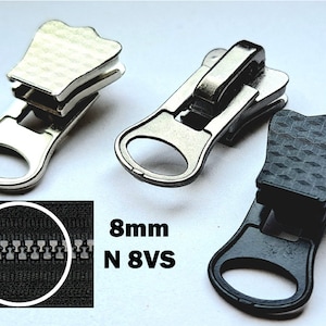 25 YKK Sliders For #8 Coil Zipper - Long Pull, Black, Size 8 Nylon Coil, Made In USA