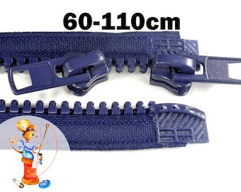 Zwei Wege Reißverschluss teilbar dunkelblau 60, 65, 70, 75, 80, 85, 90, 100, 110cm Kunststoffzahn 10mm N10 Jacken Reißverschluss Zipper Zip