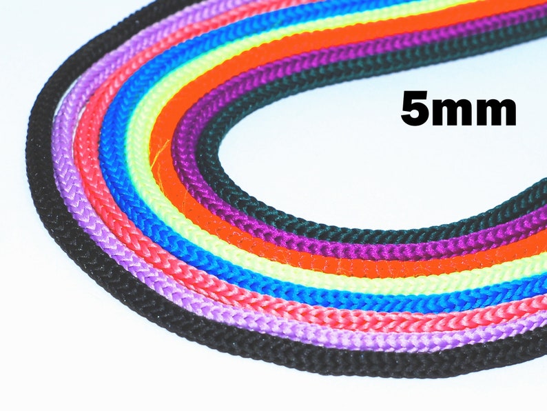 Cord 5 mm cord ribbon sold by the meter black red gray blue green yellow pink neon image 5