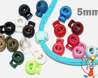 Kordelstopper Stopper Stop 5mm rund 19 Farben schwarz weiss rosa blau grün pink rot für Hoodies, Hose, Mundschutzmasken DIY Handmade sewing