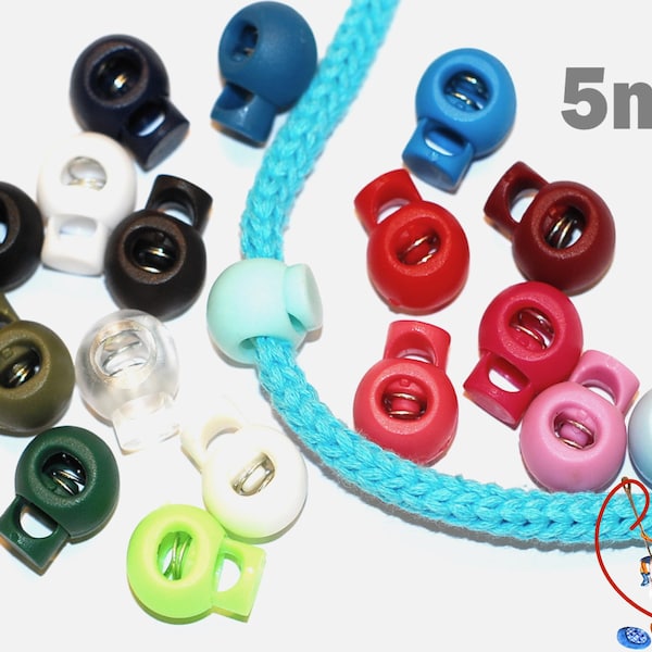 Kordelstopper Stopper Stop 5mm rund 19 Farben schwarz weiss rosa blau grün pink rot für Hoodies, Hose, Mundschutzmasken DIY Handmade sewing