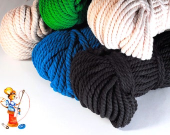 3m Makramee Garn Baumwollkordel 8mm schwarz rot blau grün natur