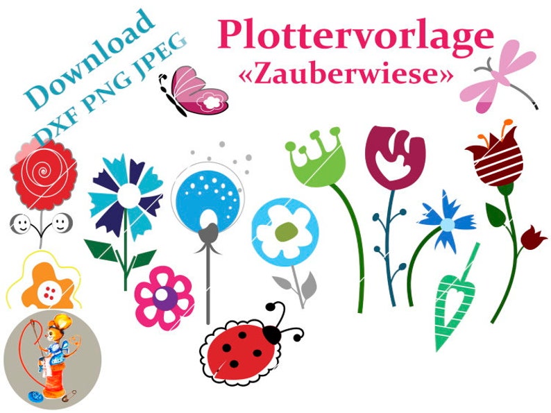 Plotter file flowers, plotter file easter, plotter file spring, SVG DXF, plotter file ideas, plotter, plotts, plotter template, DIY Handmade image 1