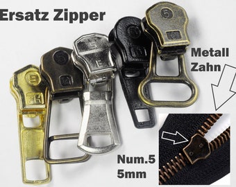 Zipper Metall Reißverschluss 5mm N5 Ersatz Zipper reparieren umtauschen Metallzipper Zip