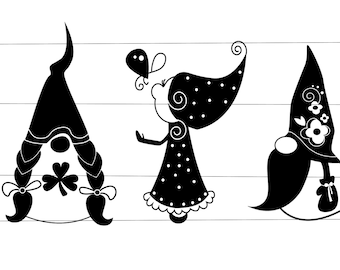 Archivo para plotter: Gnomo, flores, jardín, Pascua, primavera, diente de león SVG DXF. Ideas para plotters para nacimientos, bautizos, cumpleaños, frases infantiles (descargar).