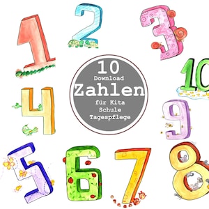 Printable Numbers 1-10 | Colorful Watercolor Numbers with Animals | Download for Kindergarten, School & Daycare | Number Sequence PDF