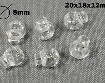 Cord stopper 8 mm transparent stopper for cord haberdashery handmade sewing trousers jacket skirt vest coat bag gym bag cord sold by the meter