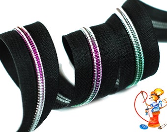 Zipper endless By the meter metallized rainbow zipper for bags DIY Handmade 5 mm 3 Zipper Zip slider sew haberdashery