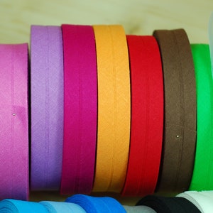Schrägband 20mm Baumwolle gefalzt Paspelband Meterware Kurzwaren schwarz weiss rot blau grün rosa bias tape cotton bias binding sewing sew Bild 6