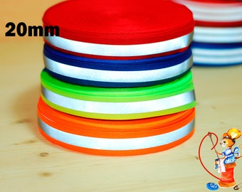 Reflektorband 20mm rot neon orange blau reflexband reflektive tape, reflektive trim, Leuchtband, Sicherheitsband, Meterware, Kurzwaren sew