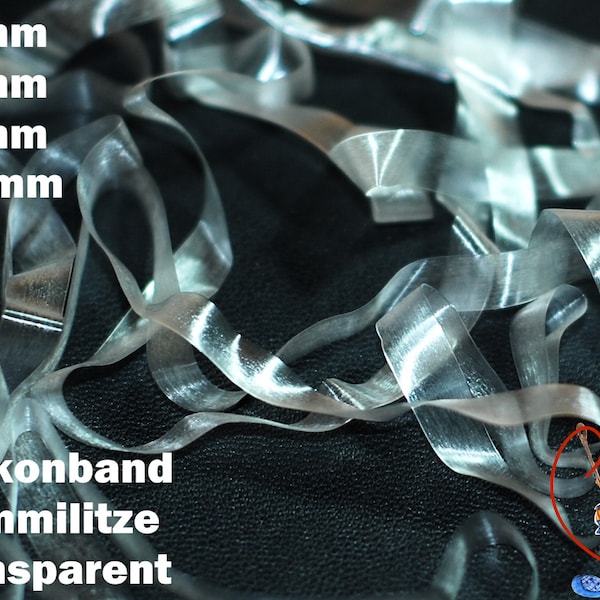 Silikonband Silikonlitze Transparentband Framilon Band transparent 4mm 5mm 6mm für Raffungen und Kräuselungen BH Gummilitze silikon nähen