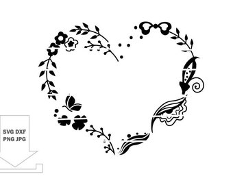 Plotter bestand krans hart bloem krans SVG DXF png jpg instant download plotter bestand Pasen lente bruiloft geboorte doop