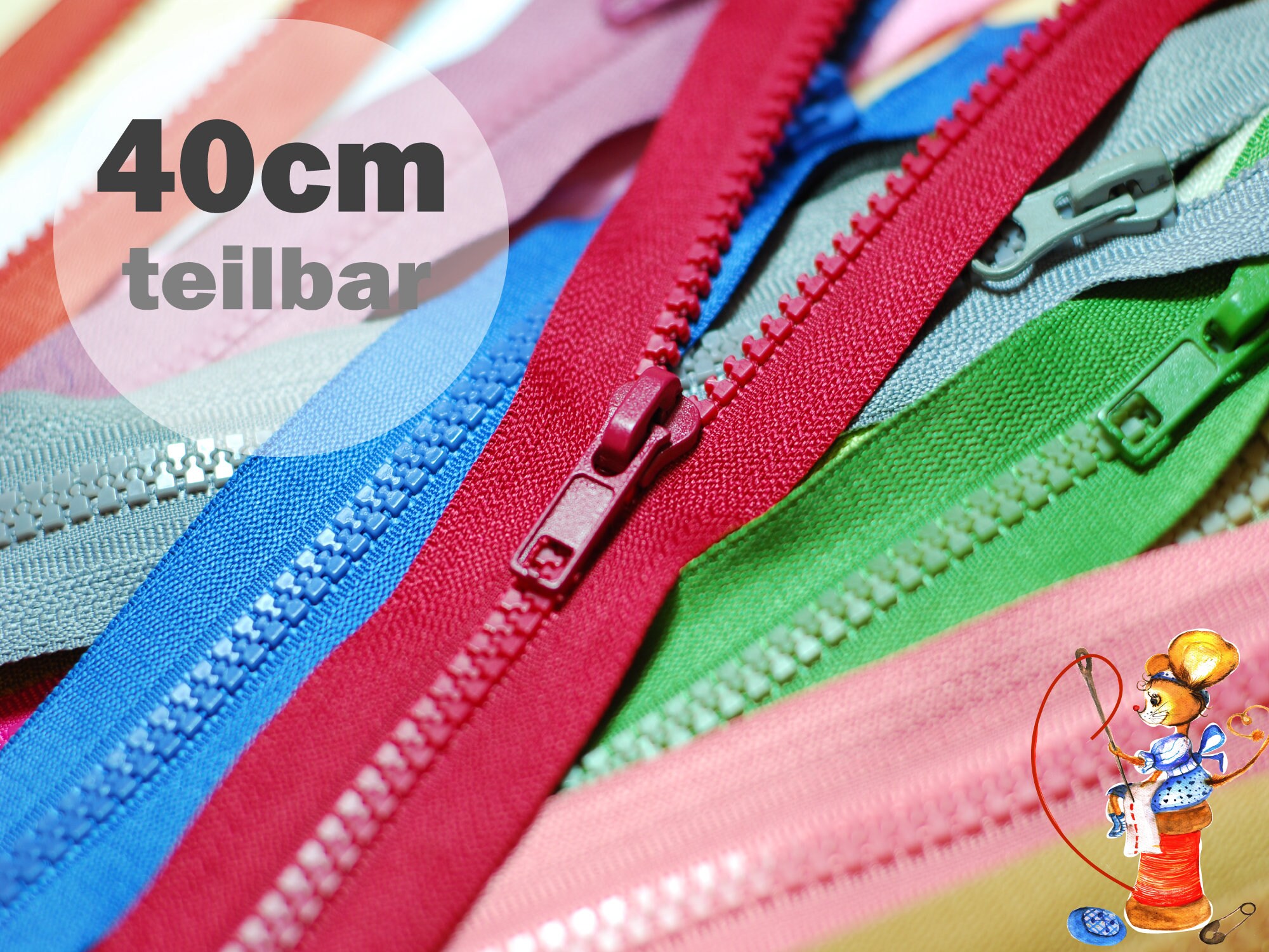 Weißer Teilbarer Reißverschluss Für Jacken - 50 Cm, Mit Schrift