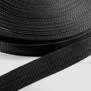 Gurtband 25mm schwarz Taschengrut  aus Polypropylen Meterware nähen umtauschen basteln heimwerken