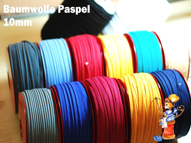 Baumwolle Paspel Paspelband 10mm
Farben
dunkelgrau hellblau rot gelb petrol
royalblau weinrot dunkelblau
