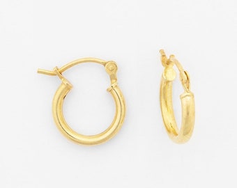 Pendientes de aro Vermeil de oro de 14k / aros cotidianos / pendientes delicados / colección clásica