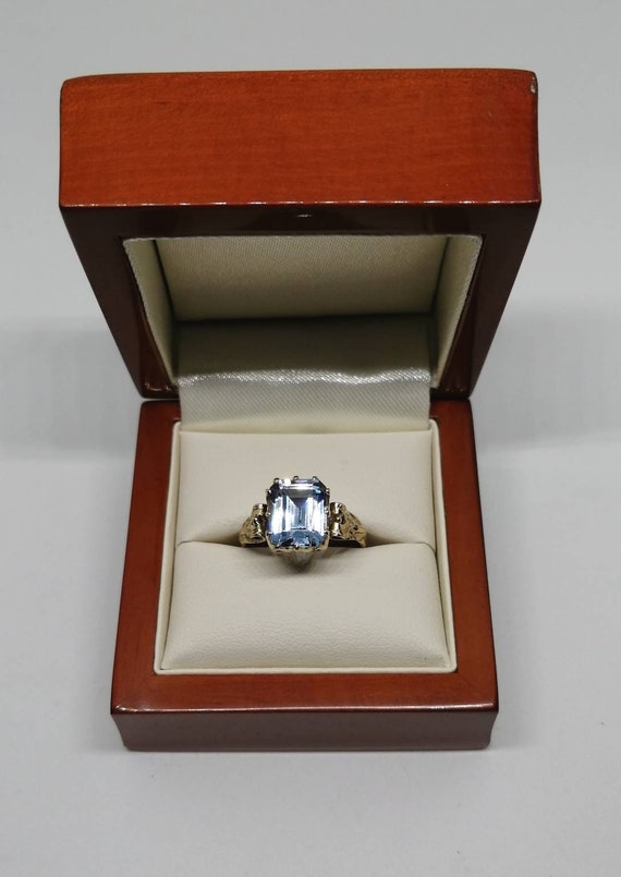 Antique 9ct Gold Emerald-Cut Spinel Ring UK Size O