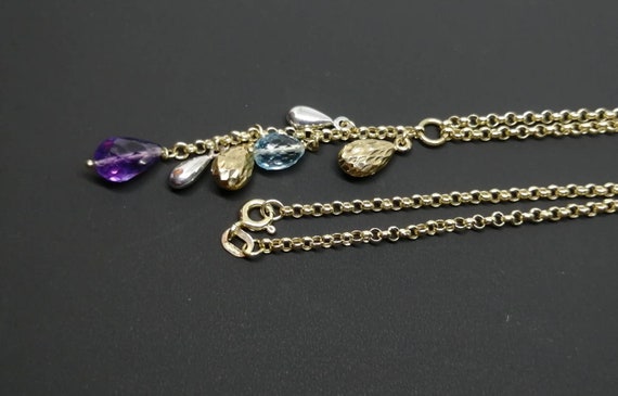 Gorgeos Topaz and Amethyst Briolette Drop Pendant… - image 4