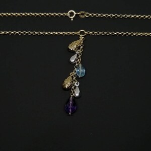 Gorgeos Topaz and Amethyst Briolette Drop Pendant on Italian Made 9ct Gold Belcher Chain image 2