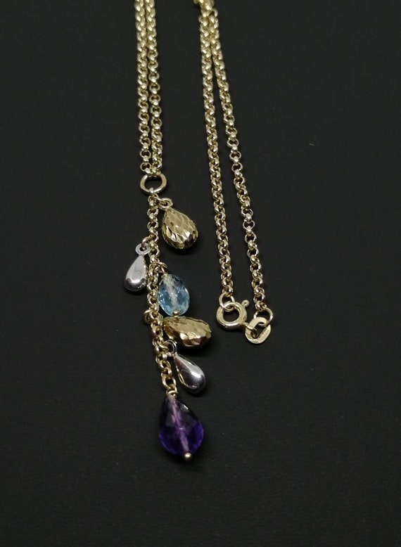 Gorgeos Topaz and Amethyst Briolette Drop Pendant… - image 3