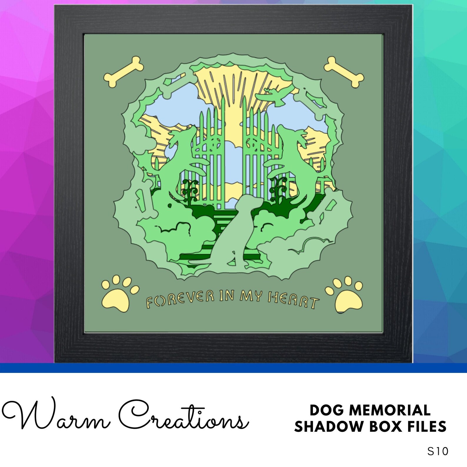 Dog Memorial Shadow Box SVG File Forever in My Heart Etsy