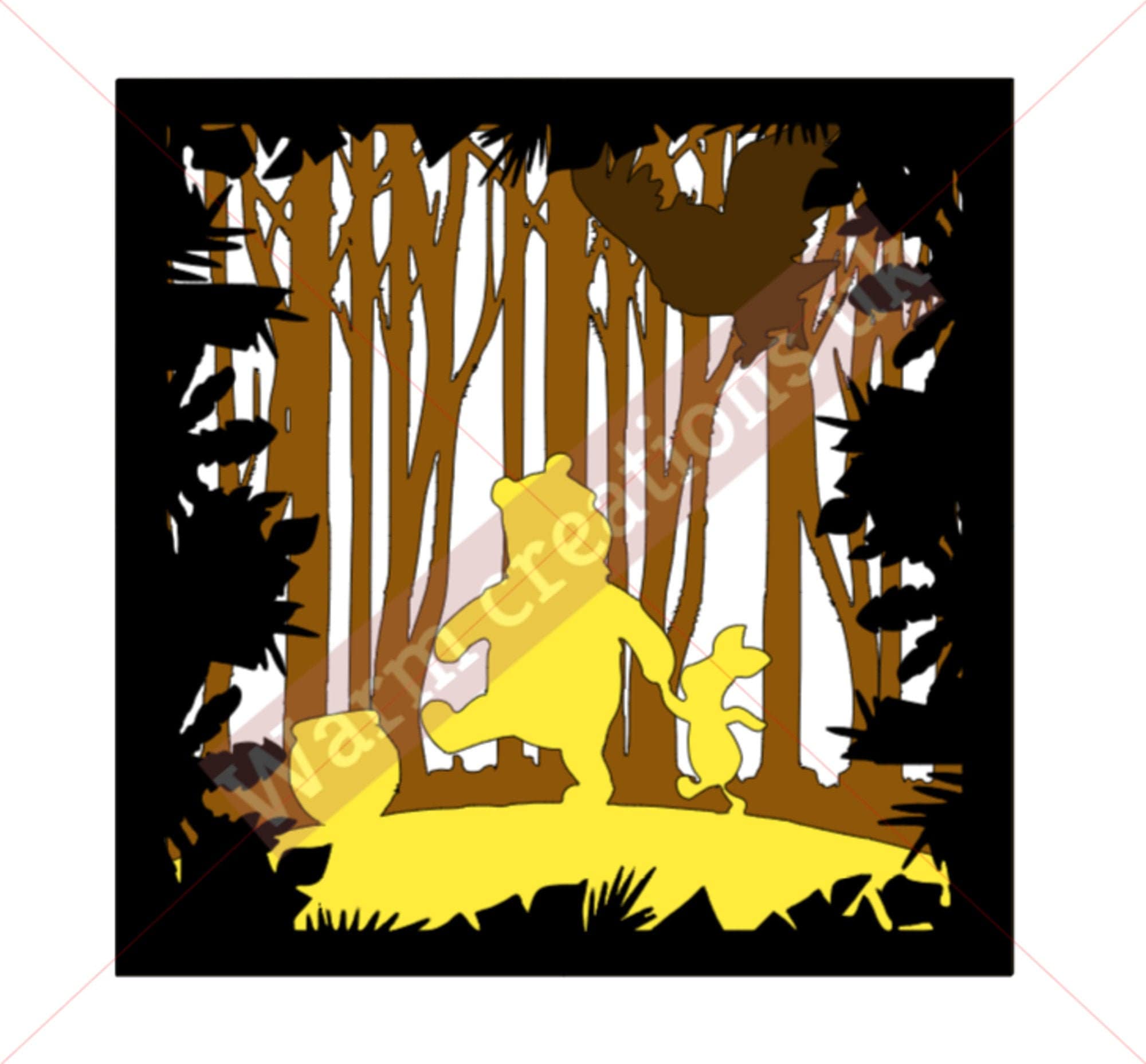 Hundred Acre Wood Shadow Box Svg File Winnie the Pooh SVG - Etsy