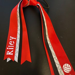 Ribbli Grosgrain Volleyball Craft Ribbon,7/8-Inch,10-Yard Spool,  Blue/White/Yellow/Gray,Use for Team Hair Bows,Wreath,Sport