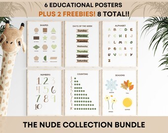 Poster educativi da scaricare in formato digitale, poster didattici per bambini piccoli, poster ABC, decorazioni stampabili per la sala giochi, poster dell'alfabeto, arte murale per bambini, scuola materna