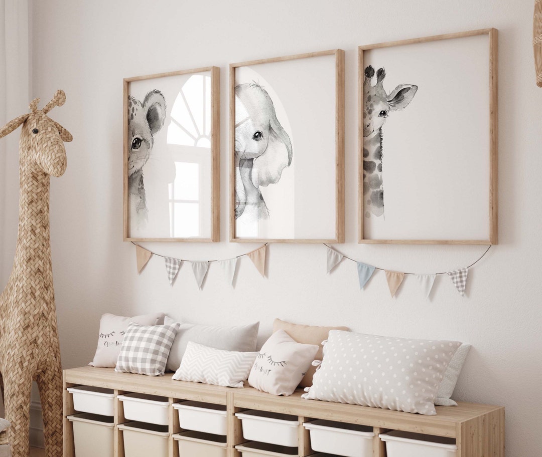 Safari Prints for Nursery Set of 3, Jungle Animal Theme Nursery Decor ...
