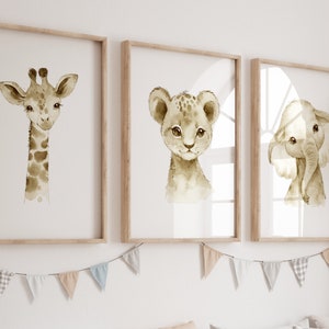 Safari vivero decoración Safari bebé animal impresiones Safari vivero arte bebé Safari animal impresiones Safari bebé animales Safari vivero impresiones sepia