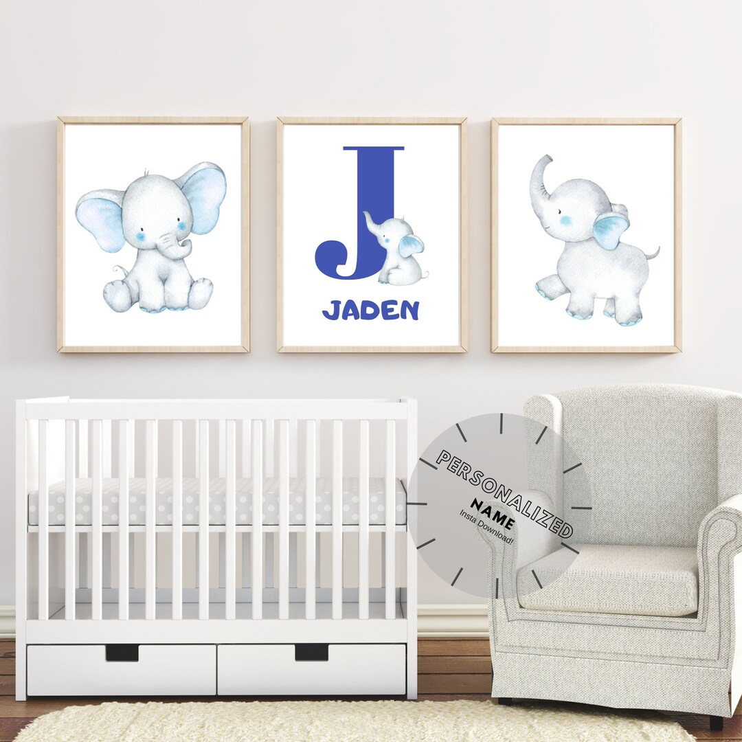 Personalized Baby Name for Nursery Room Watercolor Blue Etsy