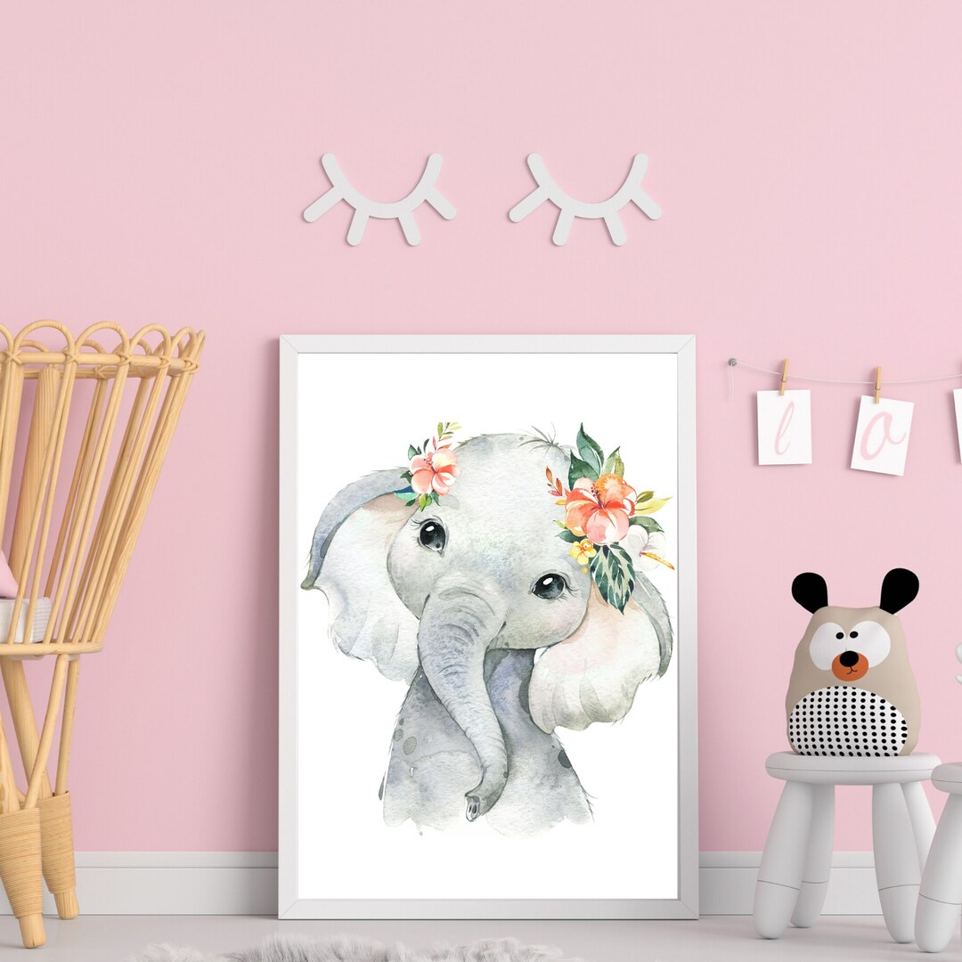 Elephant Nursery Decor Girl Safari Nursery Decor Girl Safari Nursery ...