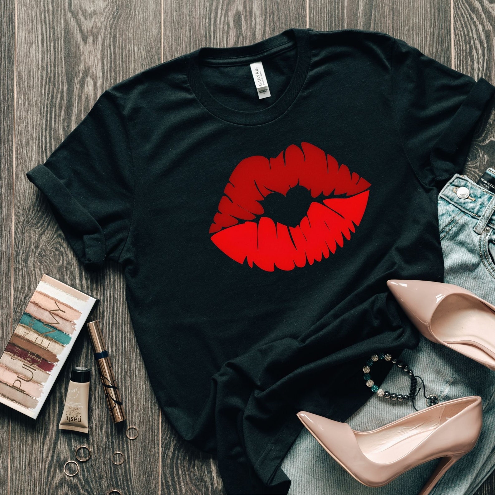 Valentines Day Shirt Lips Shirt Lips Kiss Tee Cute | Etsy