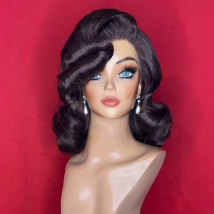 FILM NOIR WIG: Lace Front Wig, 1940s Wig, 1950s Wig, Vixen Costume Wig, Drag Queen Wig, Heat Resistant Wig, Custom, Made to Order Styled Wig
