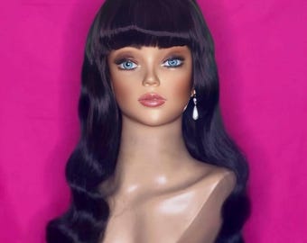 BETTIE PAGE 1950s Styled Celebrity Costume Wig, Made to Order